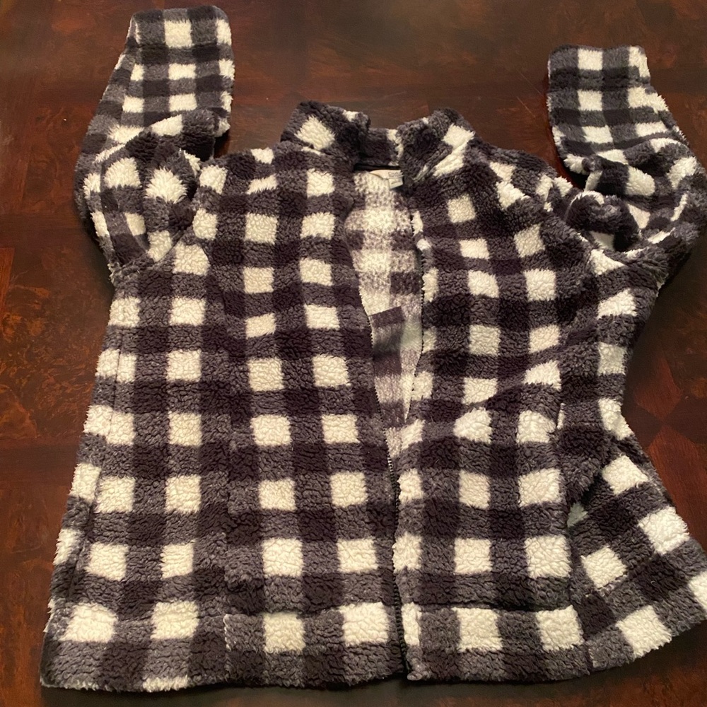 Croft & Barrow Black and White Checkered Cardigan